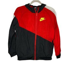 Nike Core Amplify Windrunner Windbreaker Boy's Size L Red Black BV3646 657‎